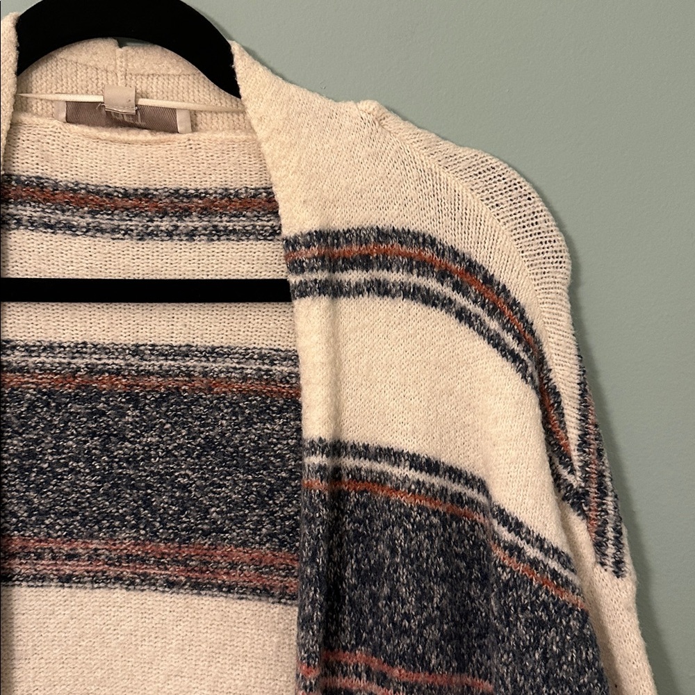 LOFT Striped Ribbed Hem Cardigan Size Small - Picture 4 of 8